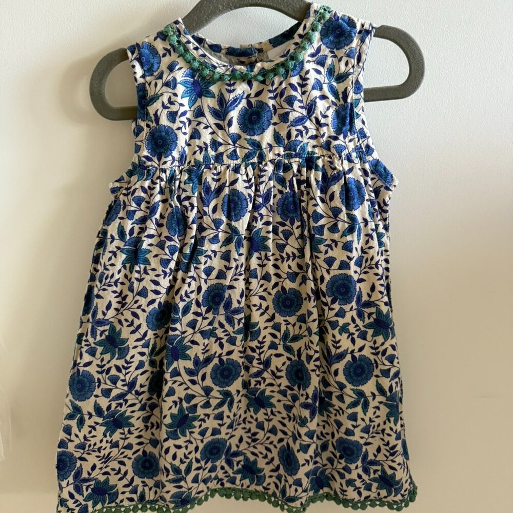 Yo Baby- Indigo Floral Shift Dress With Lace Detail